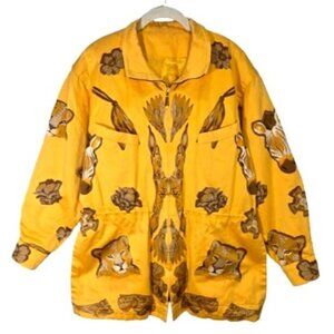 RARE Vtg Escada Safari Jacket L Eccentric AOP Animal Print Granny Grandma Artsy